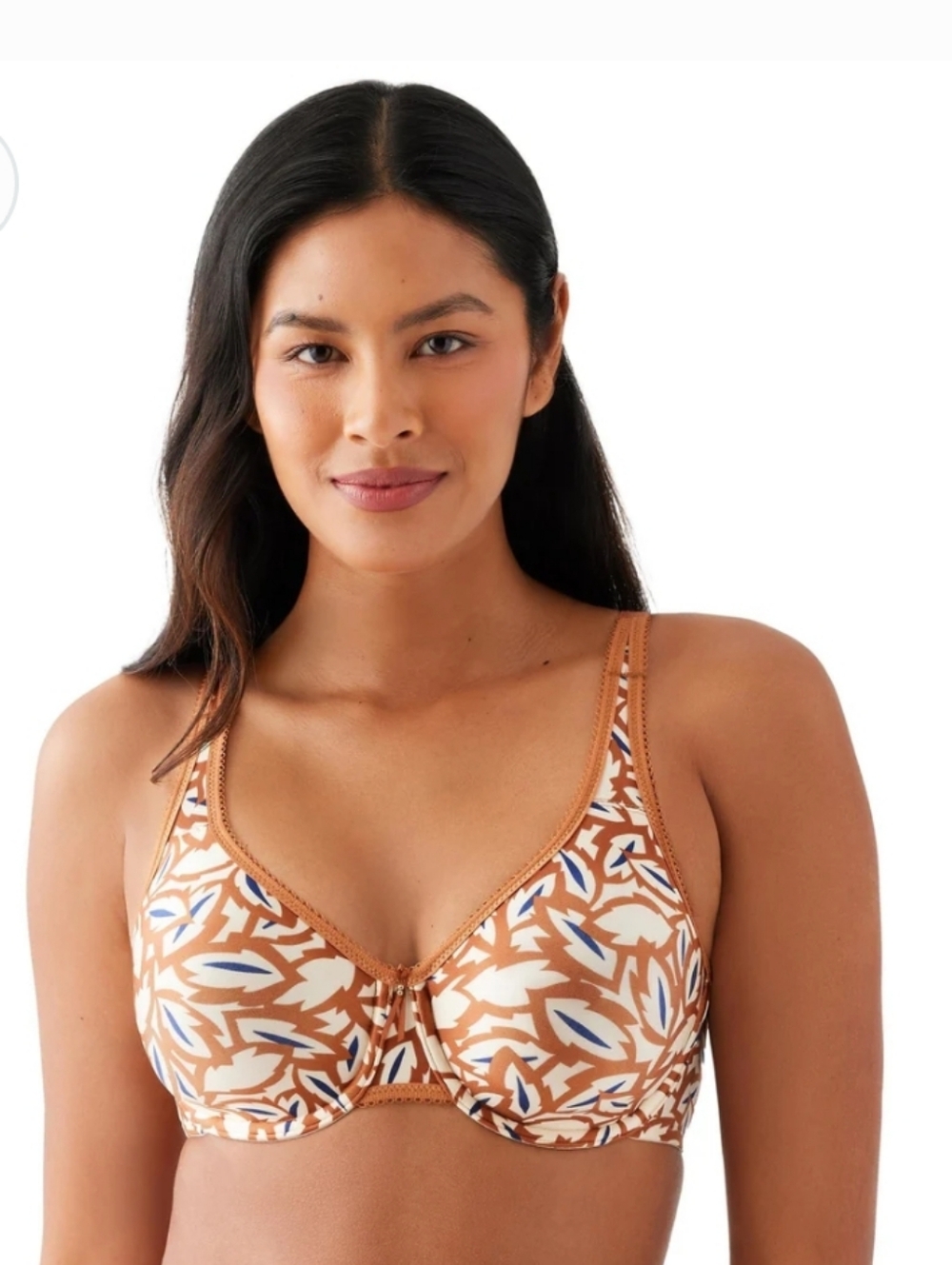 WACOAL | Women's Brown/Ivory Etched Leaves Full Figure Seamless Underwire Bra